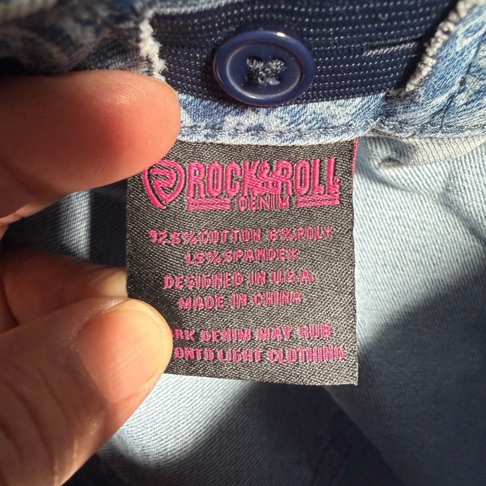 NEW Rock & Roll Denim Girls Size 8 Extra Stretch Paisley Print Flare Jeans NWT - Picture 4 of 11